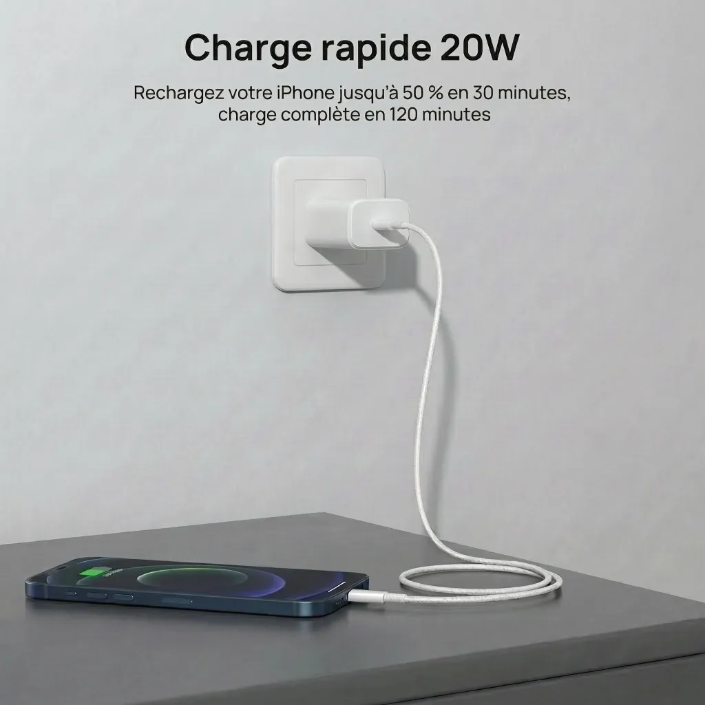 Adaptateur 20W USB-C en action